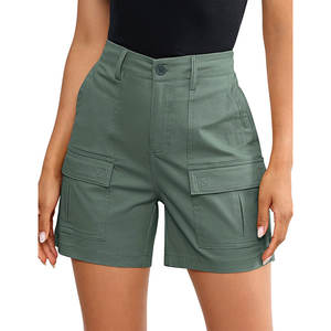 Shorts cargo taille haute pour femmes, 100% coton, respirant, séchage rapide, design élégant et professionnel, randonnée, voyage - Product Image 5
