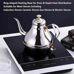 <b>Stainless</b> <b>Steel</b> Eco-Friendly Teas Coffee Pot Lid Elegant Dining Kettle Handle Durable Serving Design Mirror Finish Hotel - Product Image 3