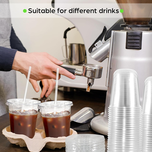 Vasos de Café Desechables, Libres de BPA, Ecológicos, Biodegradables, Impermeables, con Tapas sin Pajita, para Café Helado, Smoothies y Bebidas Frías para Fiestas - Product Image 5