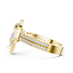Anillos de compromiso Aries Jewel Classic Wedding con diamantes en forma de lágrima de 14 quilates de oro amarillo, 2.50 quilates, corte pera, diamante cultivado en laboratorio IGI con halo. - Product Image 4