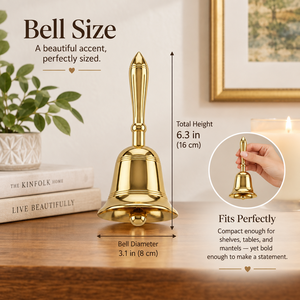 Campana de mano de latón ornamentada con mango decorativo para rituales de templo hindú y ceremonias religiosas festivas - Product Image 5