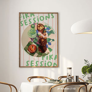 Kitchen Canvas <b>Print</b> Minimalist <b>Coffee</b> Icon Fika Sessions Bakery Scandinavian Cafe Wall Decor - Product Image 2
