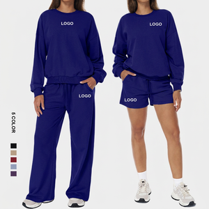 Conjunto Deportivo de Algodón para Mujer, Sudadera de Cuello Redondo con Pantalones, Corte Holgado, Color Sólido, Transpirable, Estilo Casual de Primavera - Product Image 3