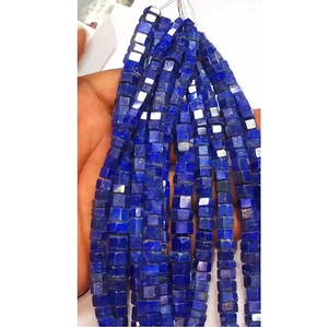 5 brins de perles de lapis-lazuli de 7 mm à 10 mm, forme boîte, 1508 carats, longueur 16 pouces, Iroc Sales, perles de pierres précieuses bleues pour la création de bijoux - Product Image 5