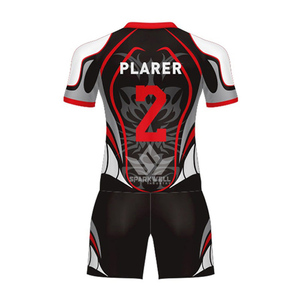 Custom <b>Black</b> Red <b>White</b> Volleyball Jersey Set Unisex Short Sleeve Sublimated Moisture Wicking Polyester Fitted Team Uniform - Product Image 2