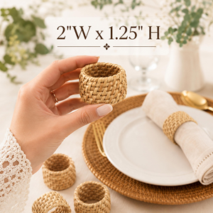 Natural Wicker Rattan Napkin Ring - Handmade Boho <b>Table</b> Decor for Wedding & <b>Dining</b> - Product Image 6