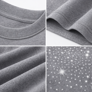 T-shirt décontracté pour homme gris à imprimé étoile en strass, manches courtes, col rond, 100 % coton, streetwear, motif uni, tendance pour l'été - Product Image 6