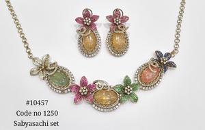 10457Flower Designer Necklace Doublet <b>Magic</b> Stone with Cubic Zirconia Mehandi Plated Flower Jewelry Bohemian Style party Wedding - Product Image 3