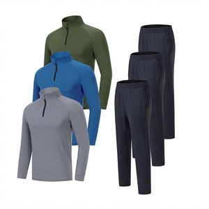 Conjunto Deportivo de Dos Piezas para Hombre, Camiseta y Pantalones Transpirables y Ecológicos con Cierre de 1/4, Ropa de Gimnasio, Informal, para Fitness - Product Image 6