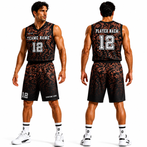 SNEVY Men's Basketball Jersey Set Sublimated V-Neck Double Strap Sleeveless Moisture Wicking 100% Polyester Uniforms Team <b>Name</b> - Product Image 1