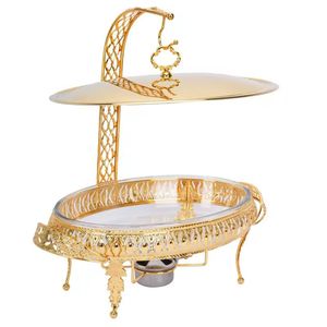 Luxury Gold Chafing <b>Dish</b> <b>Set</b> with Stand Buffet Food Warmer Elegant Catering Server Decorative <b>Serving</b> <b>Dish</b> with Lid - Product Image 4