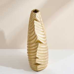 Juego de jarrones decorativos de lujo con diseño de hojas doradas, centro de mesa botánico moderno de metal para decoración del hogar, sala de estar y hotel. - Product Image 2