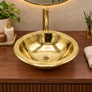 Polished Gold Hammered Brass <b>Sink</b> Oval Undermount Vessel Basin Shiny Brass <b>Bathroom</b> Wash <b>Bowl</b> Luxury Villa Hotel Sanitaryware - Product Image 3