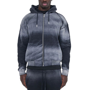 Ensemble de survêtement dégradé à capuche pour homme, avec fermeture éclair intégrale, pantalon décontracté en polyester respirant, idéal pour l'automne - Product Image 3