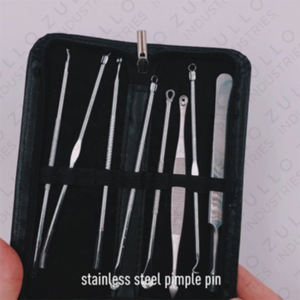 Kit de 9 Piezas de Extractores de Puntos Negros y Acné de Acero Inoxidable Profesional, Herramientas de Limpieza Facial Profunda con Logotipo Personalizado - Product Image 5