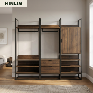Armario Industrial Contemporáneo Nuhoom con 2 Cajones, Acabado en Nogal, Estructura Metálica, Mueble Independiente para Dormitorio, 1 Año de Garantía - Product Image 6