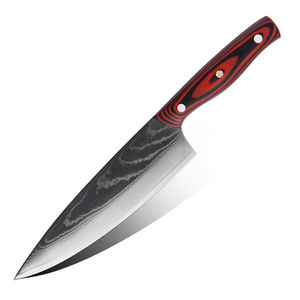 Couteau de chef de 8 pouces, couteau en acier Damas à 67 couches, cœur en VG10, avec manche en bois Pakka - Product Image 1