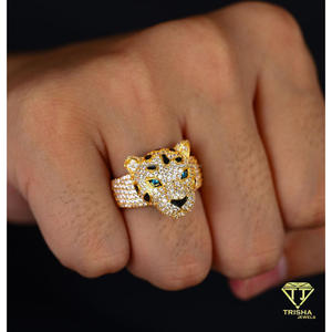 Luxury Panther Head VVS Moissanite <b>Ring</b> 925 Sterling Silver Iced Animal Design Statement Jewelry Hip Hop Fashion Gift <b>For</b> <b>Men</b> - Product Image 2