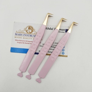 Pinzas para Pestañas con Mango en Forma de Corazón Rosa, Chapadas en Oro, Punta de Precisión para Extensiones de Pestañas - Product Image 2
