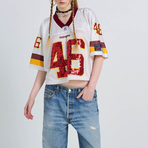 T-shirt décontracté pour femme à col en V et manches courtes, coupe régulière, avec numéro 46, 100 % coton écologique, idéal printemps-été - Product Image 2
