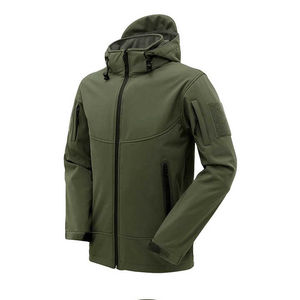 Vestes softshell pour hommes et femmes, à capuche, coupe-vent, imperméables, chaudes, doublées polaire, col montant, logo frontal, style urbain - Product Image 5