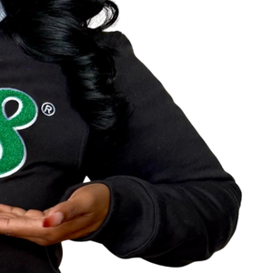 Sudadera Verde Rosa 1908 de Chenilla Negra para Mujer, Manga Larga, Cuello Redondo, Felpa, Casual, con Gráfico Bordado, a la Moda - Product Image 2