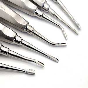 Juego de 7 elevadores dentales de punta recta, desviados y con puntas serradas, de acero inoxidable, para cirugía oral. - Product Image 4