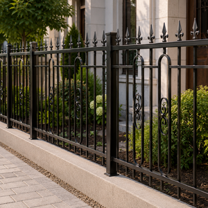 Panneau de clôture en métal noir pour jardin, avec pointe de lance, design circulaire ornemental, pour extérieur, sécurité de villa - Product Image 4
