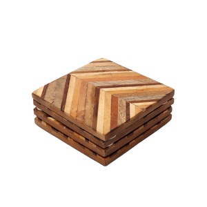 Chevron Vision Wooden <b>Coasters</b> Custom Sized Eco Friendly MDF Acacia <b>Cork</b> Wood Acacia <b>coaster</b> Set Home Decoration - Product Image 1