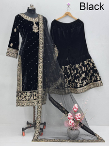 Pinkcityblocks ชุดผ้ากำมะหยี่อะนาร์คาลีชุดปักเลื่อมชุดงานปักเลื่อมชุดปาร์ตี้คุณภาพสูงแบบเย็บเต็มรูปแบบชุดอินเดีย - Product Image 4