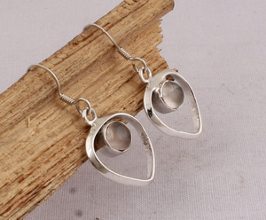 Natural Rose Quartz Heart <b>Earrings</b> 925 Sterling <b>Silver</b> Vintage Style Pink Gemstone Love Heart Dangles Wholesale Jewelry - Product Image 6