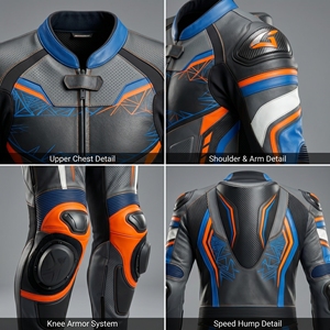 Professional Men's Motorbike Racing Suit CE Approved Protective Leather Motorcycle Suit <b>Waterproof</b> One-Piece Riding Gear - Product Image 4