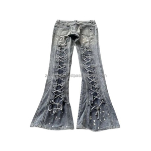 Elegant High Quality <b>Stretch</b> <b>Denim</b> Jeans Pants Women Custom Flare Pants Button Decoration Fashionable Casual Straight Skinny OEM - Product Image 3