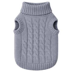 Cable Knit Dog Sweater Grey Warm Winter <b>Pet</b> Pullover Soft Knitted Dog Clothing Cozy Cold Weather Wear For Dogs - Product Image 4