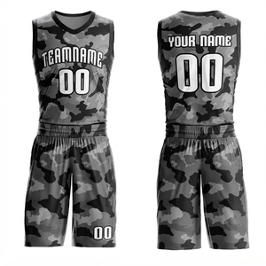 Conjunto de Uniforme de Baloncesto Personalizado con Camuflaje Azul, Sin Mangas, Cuello en V, Poliéster que Absorbe la Humedad, Unisex, para Adultos, Todas las Temporadas, Sublimado - Product Image 2