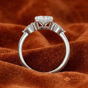 Anillo de Compromiso de Moissanita para Mujer, Corte Ovalado, Anillo Halo de Plata Esterlina, Joyería Fina para Boda, Aniversario, Regalo Elegante - Product Image 2