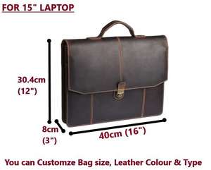 Porte-documents pour ordinateur portable de 14 pouces en cuir véritable de qualité supérieure pour homme Captain, grande capacité - Product Image 1