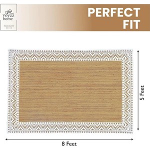 Alfombra Bohemia de Yute Rectangular con Patrón Geométrico, Tejido Plano, Base Antideslizante de Goma, para Sala de Estar, Fácil de Limpiar, Delgada - Product Image 6