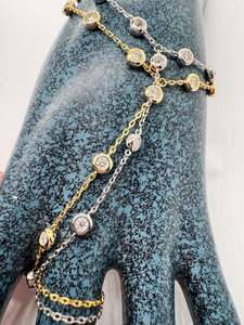 Chaîne de main en moissanite sertie de pierres, argent sterling 925 plaqué or 18 carats pour bijoux - Product Image 2