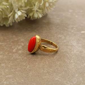 Boho Marquise Orange Carnelian Gemstone <b>Ring</b> 14K Gold Plated Brass Handmade Dainty <b>Statement</b> Unisex Bezel Setting Jewelry - Product Image 4