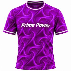 ชุดฟุตบอลพิมพ์ลายสีม่วงสำหรับผู้ชาย ยี่ห้อ Prime Power แบบสั่งทำพิเศษ ระบายเหงื่อได้ดี แขนสั้น - Product Image 2