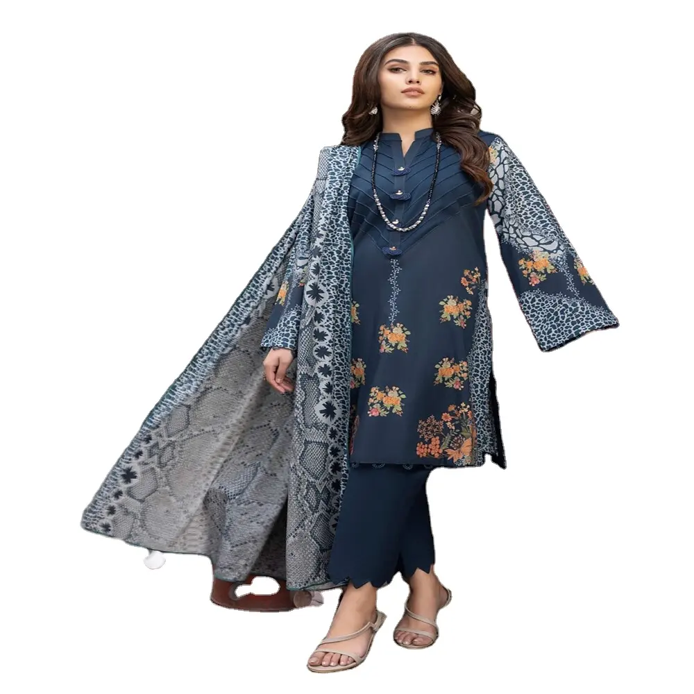 Hint ve pakistanlı güzel günlük elbiseler çim baskı gömlek ve dupatta yüksek kaliteli markalı takım elbise etnik giyim