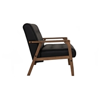 Sofá Seccional Rectangular Moderno de Tres Plazas, Tapizado en Cuero PU, con Estructura de Madera de Nogal, Estilo Escandinavo, para Espacios Minimalistas