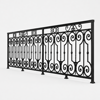 Panneau de balustrade en fer forgé noir avec motif orné pour la sécurité et la décoration des balcons, escaliers et terrasses