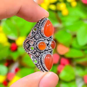 Carnelian Gemstone <b>Ring</b> 925 Sterling <b>Silver</b> Handmade Jewelry Elegant <b>Statement</b> <b>Ring</b> for Women Gift custom jewelry manufacturer - Product Image 2