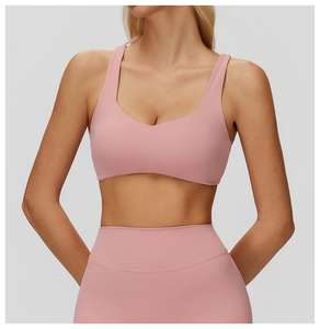 Soutien-gorge de sport confortable pour femme, col ras du cou, maintien moyen, pour yoga et activités sportives, couleur unie, bretelles réglables - Product Image 2