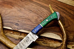 Cuchillo de Chef de Acero de Damasco Forjado a Mano de Grado Industrial BA ENTERPRISES |   Cuchilla con Patrón de Espiral y Punta Curva, Longitud Total de 13 Pulgadas, 0.45 mm - Product Image 2