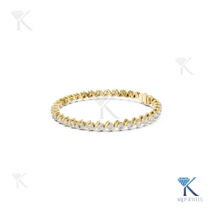 2.90 mm Lab Grown Oval Cut Diamond Tennis Bracelet with S Link Swirl Design 14K <b>Solid</b> <b>Gold</b> Luxury Style for Party & Gift - Product Image 2