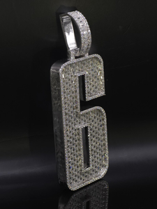 Colgante de Plata 925 con Moissanita para Hombre, Letra 6, Corte Baguette, Alfabeto Personalizado, Joyería de Lujo, Regalo - Product Image 4