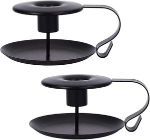 <b>Black</b> Metal Vintage Style <b>Candlestick</b> <b>Holders</b> with Handle Rustic Country Style Table Decorations for Christmas Decoration - Product Image 6